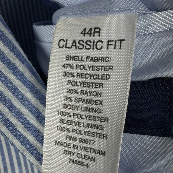 Stafford Men's 44R Seersucker Classic Fit Blazer Sport Coat Blue Striped NEW - Picture 13 of 14